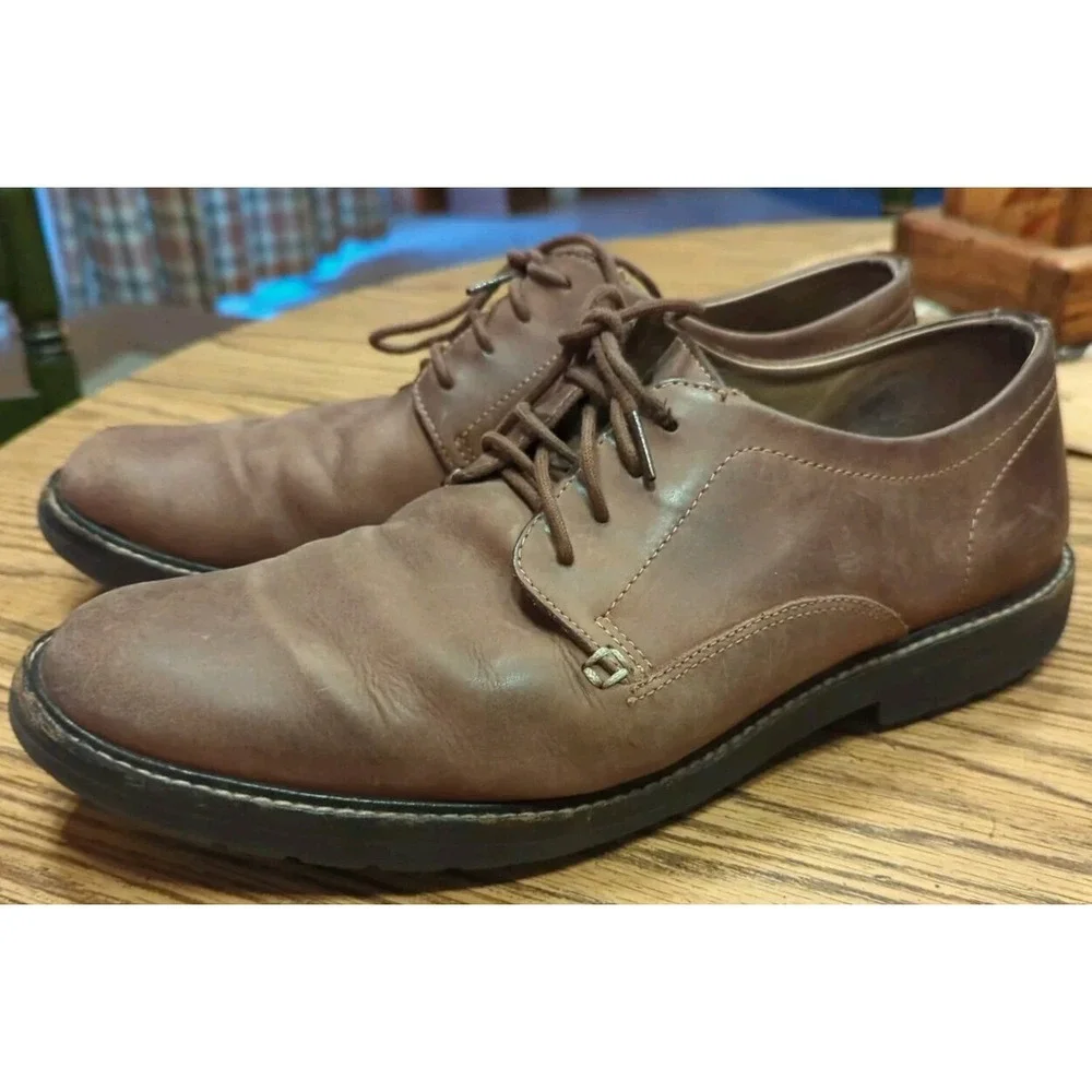 LL Bean Brown Leather Loafer Men's US 10.5 D Lace‎ Up Oxford Distressed Shoes